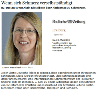 BZ-INTERVIEW:Kristin Kieselbach über Aktionstag zu Schmerzen.