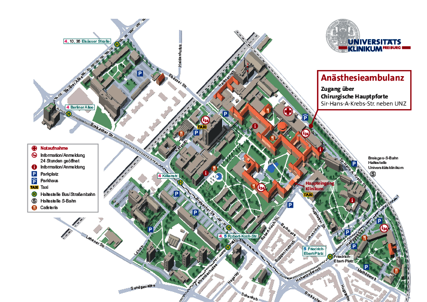 Lageplan  Universitätsklinikum Freiburg