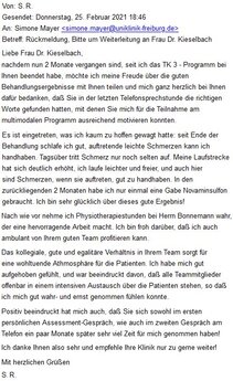 Fazit einer ISZ-Patientin vom 25.02.2021